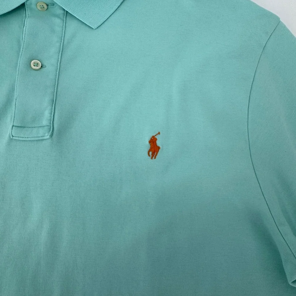 Polo Ralph Lauren Mens XLT Tall Aqua Seafoam Green Short Sleeve Polo Shirt Pony